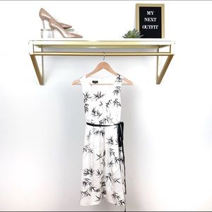 Talbots White Botanical Pleated Swing Dress